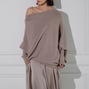 Chic Off-Shoulder Beige Sweater